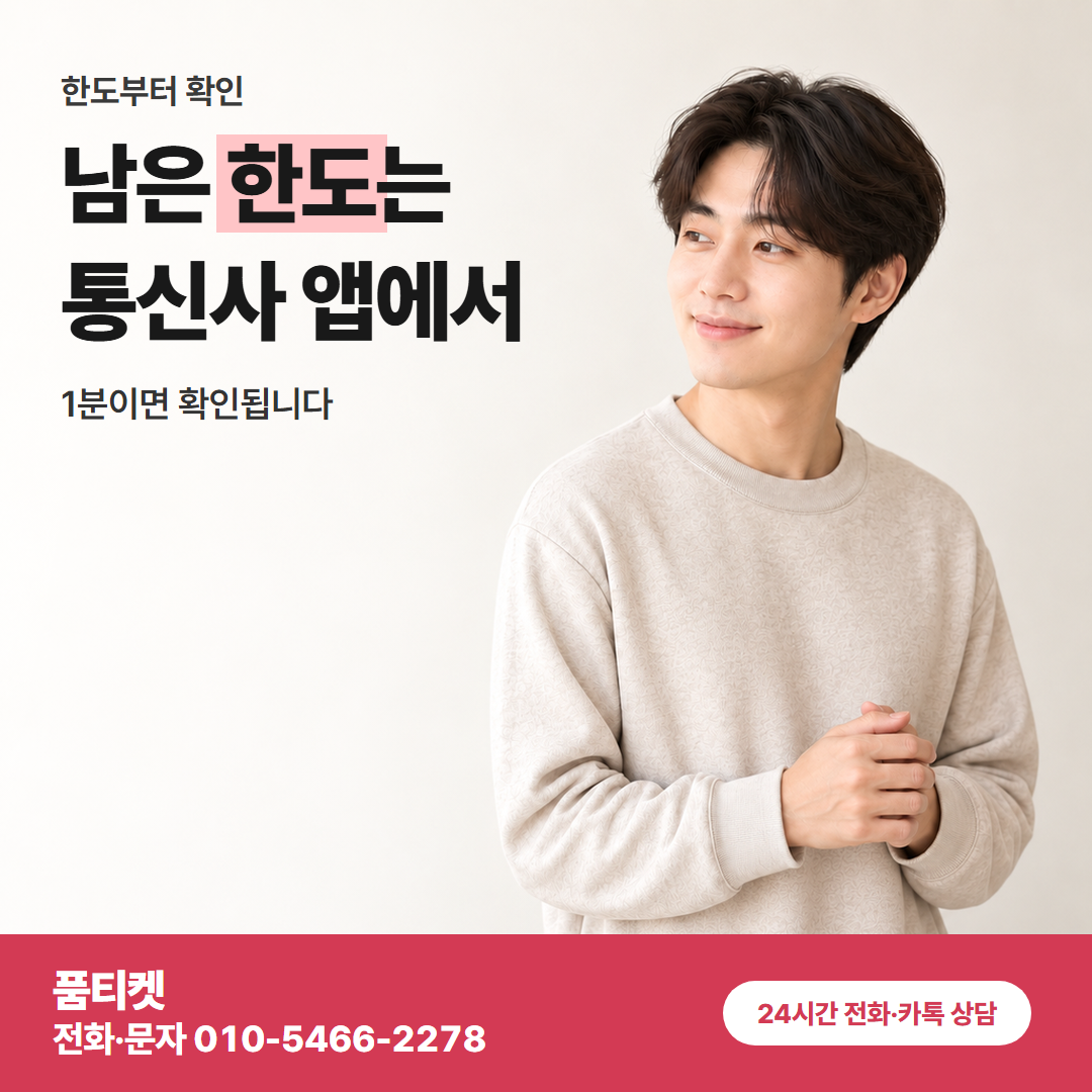 남은 한도는 통신사 앱에서